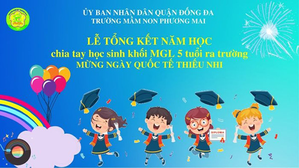 Mẫu backdrop lễ tổng kết trường mầm non Phương Mai