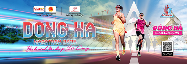 Mẫu backdrop giải chạy marathon Dong Ha