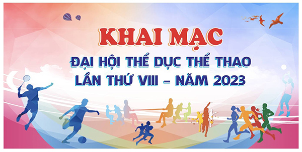 Mẫu backdrop ngày hội thể dục thể thao lần VIII