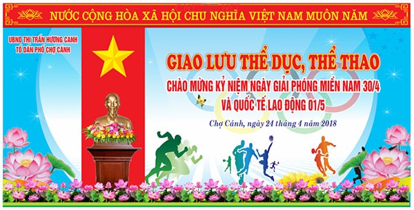 Mẫu backdrop ngày hội thể thao, thể dục giá rẻ