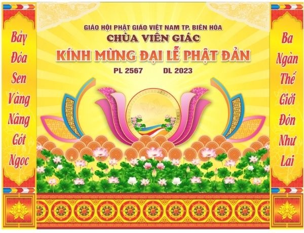 Mẫu backdrop phật đản chùa Viên Giác