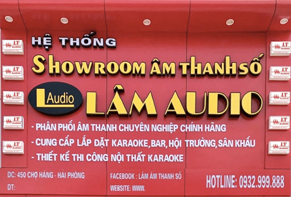 Mẫu bảng hiệu showroom âm thanh Lâm Audio