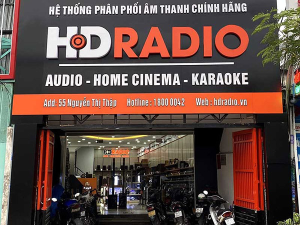 Mẫu bảng hiệu cửa hàng âm thanh HDRadio