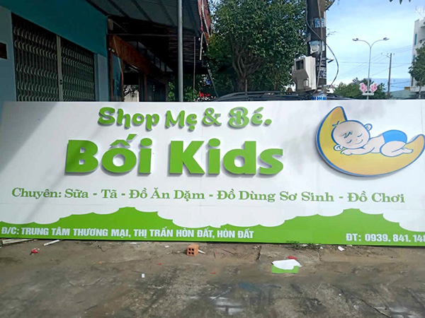 Mẫu bảng hiệu shop mẹ v&agrave; b&eacute; Bối Kids