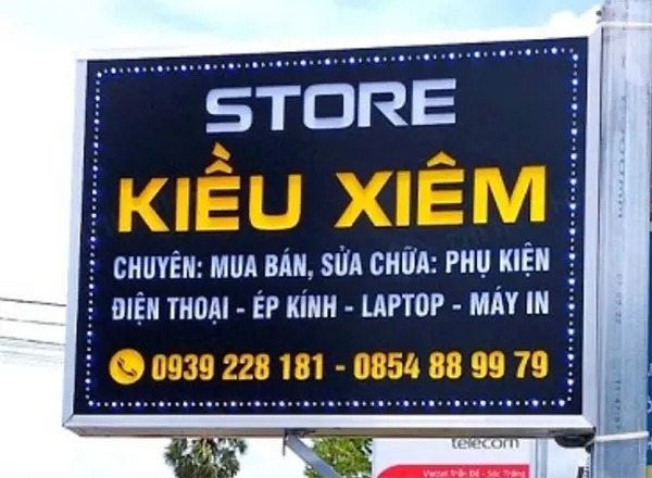 Mẫu biển vẫy cửa hàng điện thoại Kiều Xiêm