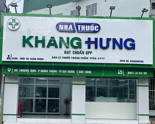 Thiết kế bảng hiệu nhà thuốc Khang Hưng chuẩn GPP