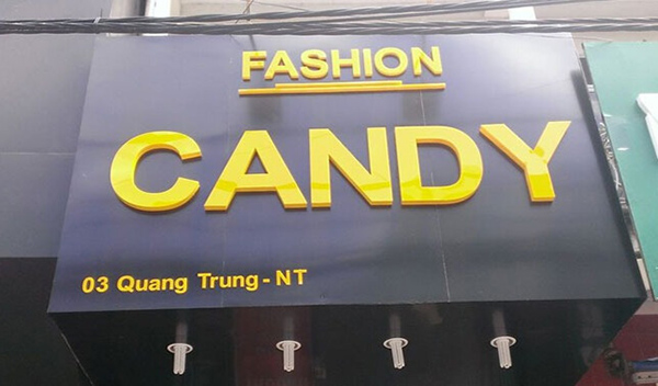 Mẫu bảng hiệu Alu shop thời trang Candy