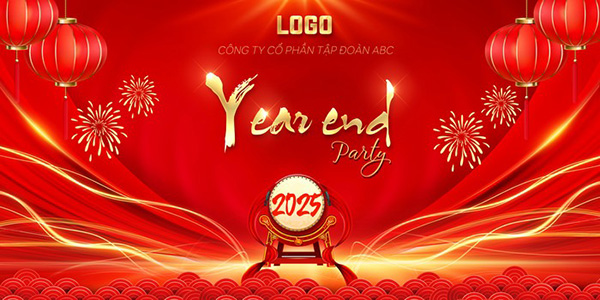 Mẫu thiết kế backdrop year end party 2025 cho công ty