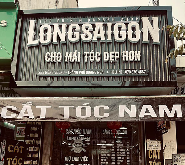 Mẫu bảng hiệu cắt t&oacute;c nam LongSaiGon