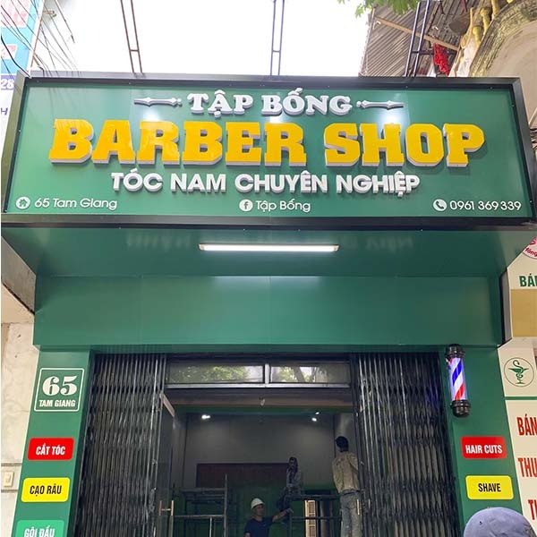 Mẫu biển hiệu barber shop nền Alu gắn chữ nổi đẹp