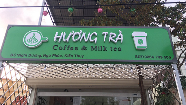 Mẫu bảng hiệu qu&aacute;n cafe nước giải kh&aacute;t đẹp, thu h&uacute;t