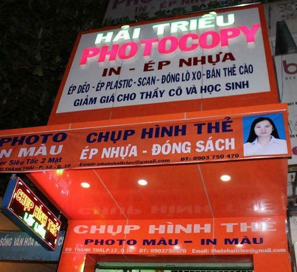 Mẫu bảng hiệu tiệm photocopy hộp đèn trong chữ thu hút