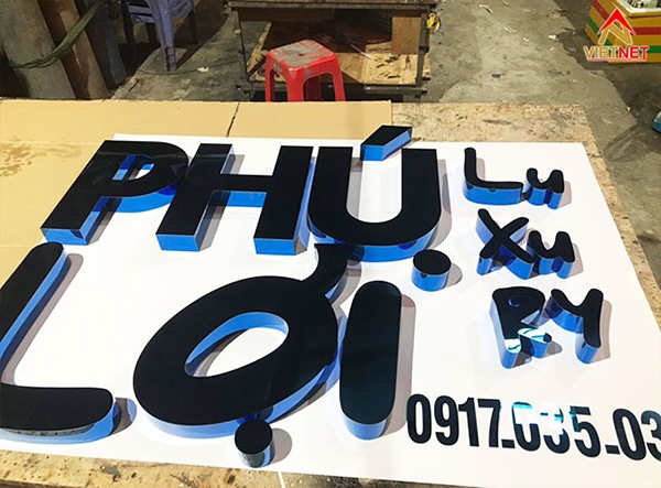 Gia công chữ inox xanh dương TPHCM