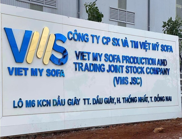 Mẫu chữ inox xanh dương công ty Việt Mỹ Sofa