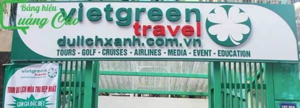 Bảng hiệu dịch vụ du lịch mica vietgreen travel