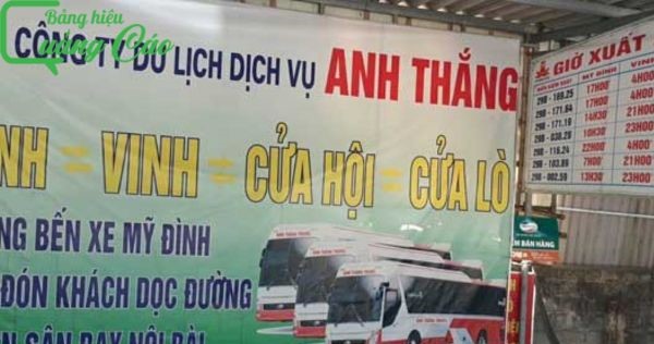 Bảng hiệu dịch vụ du lịch treo Anh Thắng