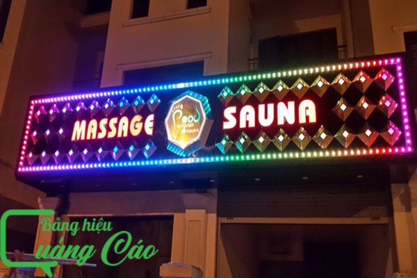 Bảng hiệu massage Sauna phong cách hiện đại