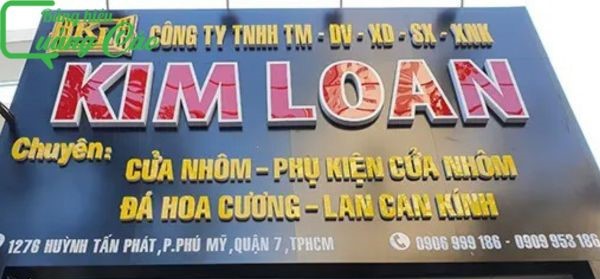 Bảng hiệu nhôm kính phong cách hiện đại Kim Loan