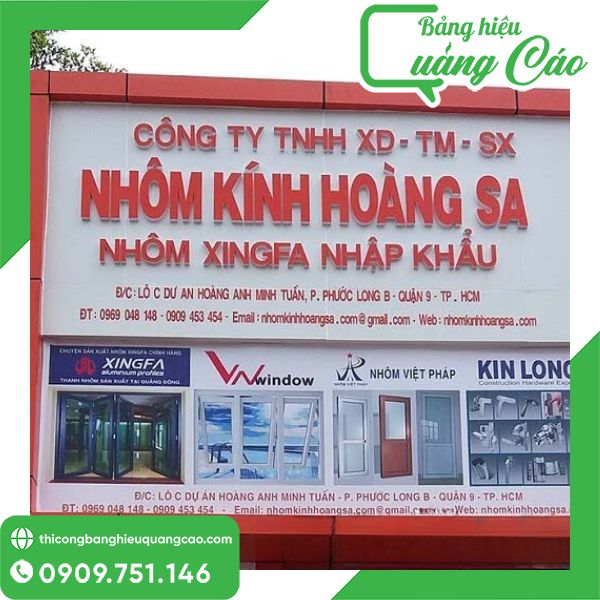 Bảng hiệu nhôm kính Hoàng Sa