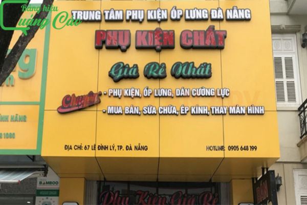 Bảng hiệu phụ kiện điện thoại chữ nổi inox Phụ Kiện Chất