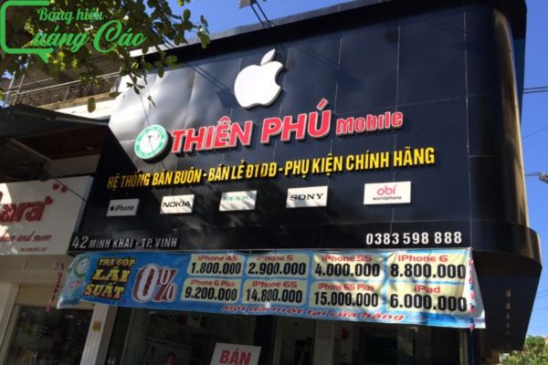 Bảng hiệu phụ kiện điện thoại chữ nổi inox Thiên Phú