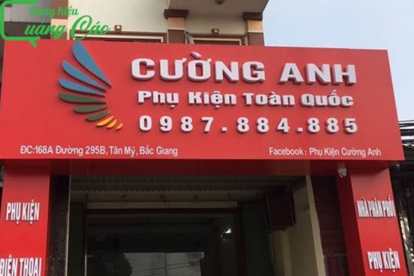 Bảng hiệu phụ kiện điện thoại chữ nổi mica Cường Anh