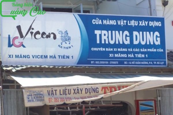 Bảng hiệu vật liệu xây dựng bạt hiflex Trung Dung