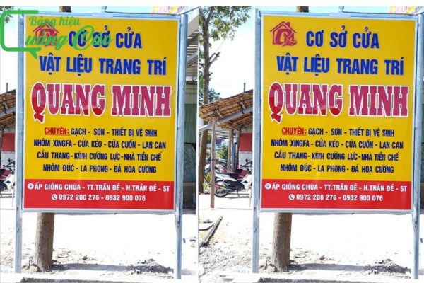 Bảng hiệu vật liệu xây dựng Quang Minh