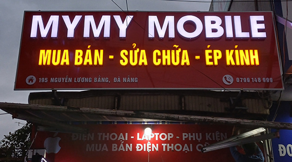 Mẫu biển quảng c&aacute;o cửa h&agrave;ng điện thoại MyMy Mobile