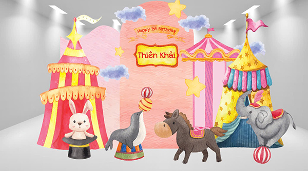 Mẫu backdrop sinh nhật b&eacute; trai đẹp