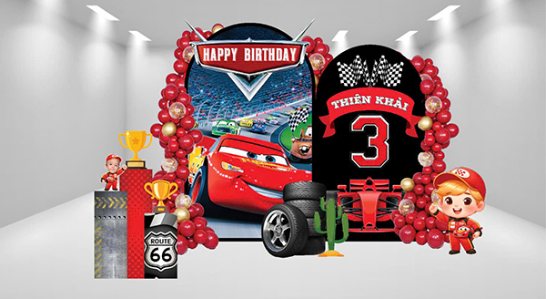 Thiết kế ph&ocirc;ng nền sinh nhật b&eacute; trai sang trọng, ấn tượng