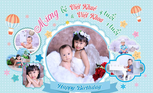Mẫu background sinh nhật cho b&eacute; g&aacute;i v&agrave; b&eacute; trai
