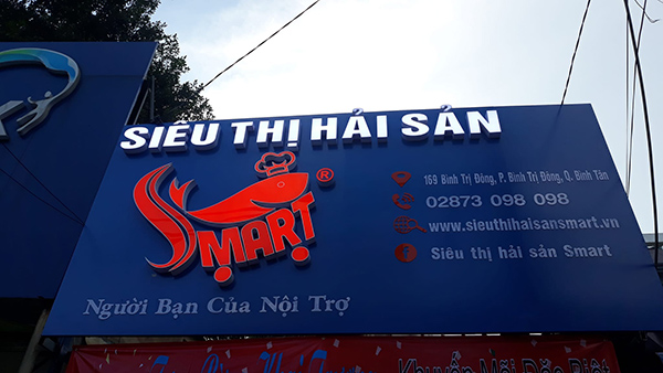 Mẫu bảng hiệu si&ecirc;u thị hải sản tươi sống