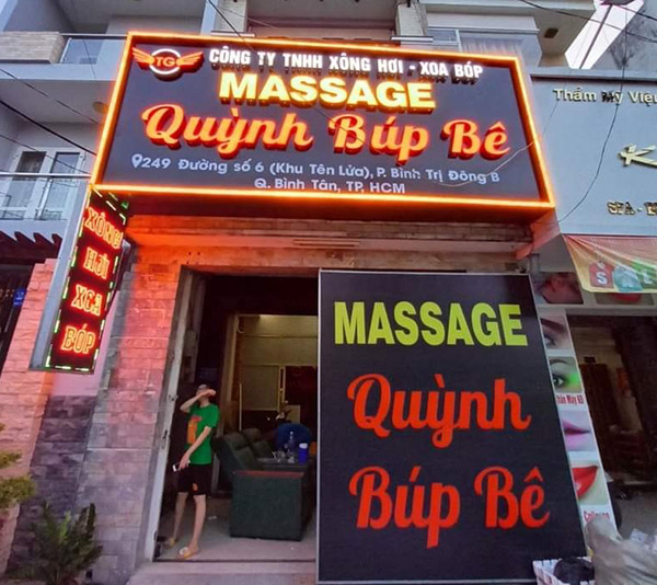 Mẫu bảng hiệu massage Quỳnh B&uacute;p B&ecirc;