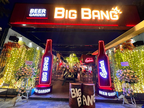 Mẫu bảng hiệu qu&aacute;n nhậu t&ocirc;n song gắn chữ nổi