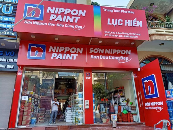 Mẫu bảng hiệu đại l&yacute; sơn ốp Alu chữ nổi Mica sang trọng