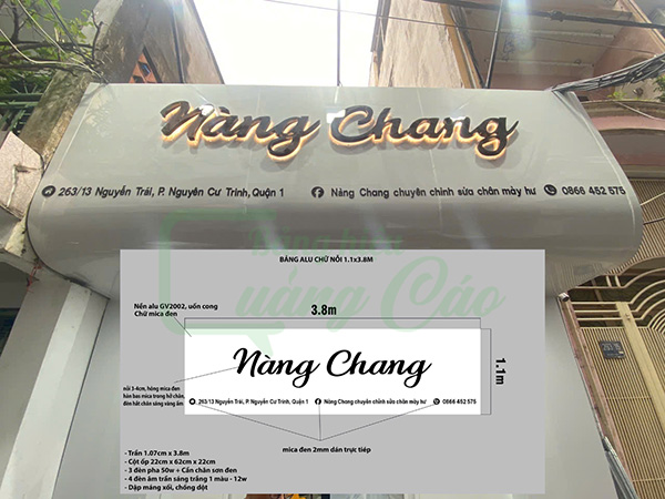 K&iacute;ch thước bảng hiệu Alu chữ nổi Mica chuẩn quy định