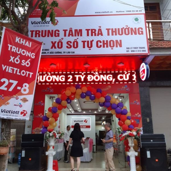 Mẫu bảng hiệu đại lý vé số Vietlott bằng bạt Hiflex