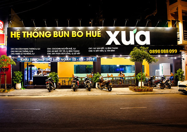 Hệ thống bảng hiệu bún bò Huế XƯA