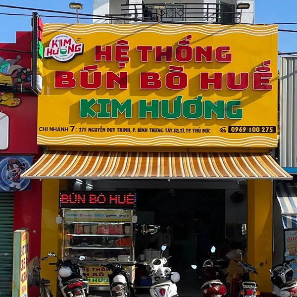 Hệ thống bảng hiệu bún bò Huế Kim Hương