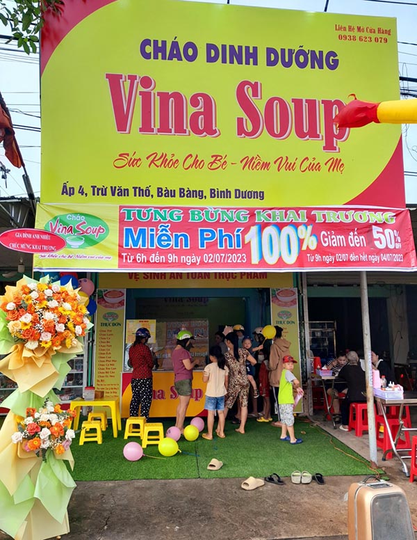 Mẫu bảng hiệu cháo dinh dưỡng Vina Soup in bạt Hiflex giá rẻ