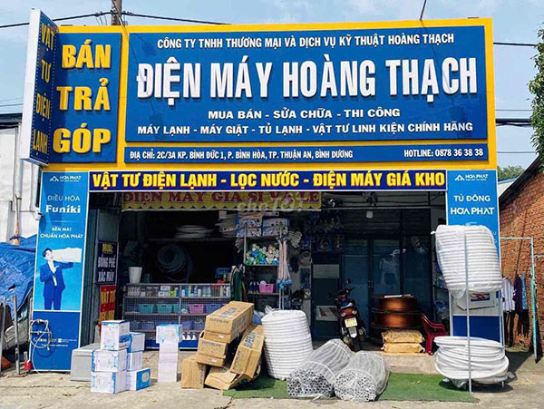Mẫu bảng hiệu điện máy thương hiệu Hoàng Thạch