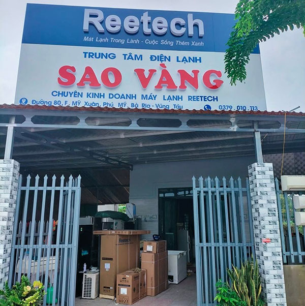 Mẫu bảng hiệu điện lạnh chữ nổi Mica thương hiệu Sao Vàng