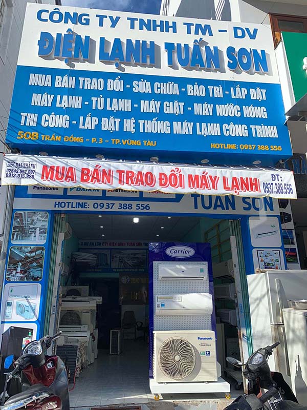 Mẫu bảng hiệu điện lạnh Tuấn Sơn cung cấp đầy đủ thông tin
