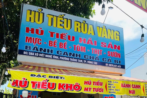 Mẫu bảng hiệu hủ tiếu Rùa Vàng