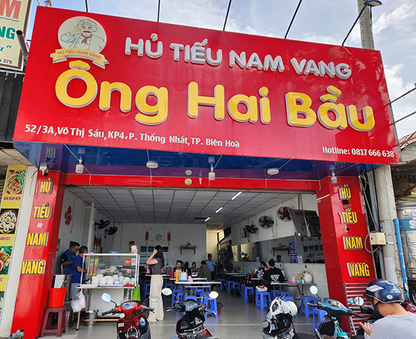 Mẫu bảng hiệu hủ tiếu nam vang thương hiệu Ông Hai Bầu