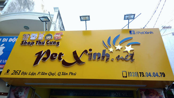 Mẫu bảng hiệu shop thú cưng Pet Xinh