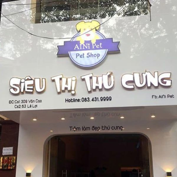 Mẫu bảng hiệu cửa hàng thú cưng AiNi Pet