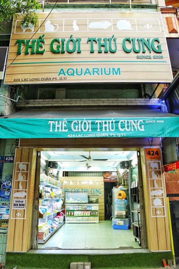 Thi công bảng hiệu Thế Giới Thú Cưng hạn mục nền Gỗ kết hợp chữ Alu nổi