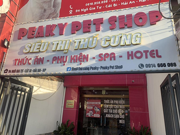 Mẫu bảng hiệu siêu thị thú cưng PEAKY PET SHOP